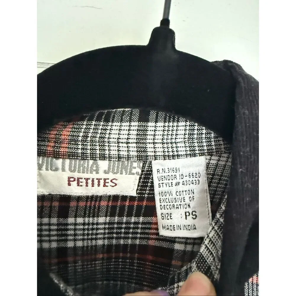 Vintage Victoria Jones Women’s Petite Small Halloween Fall Plaid Button Down Shi - Picture 2 of 4